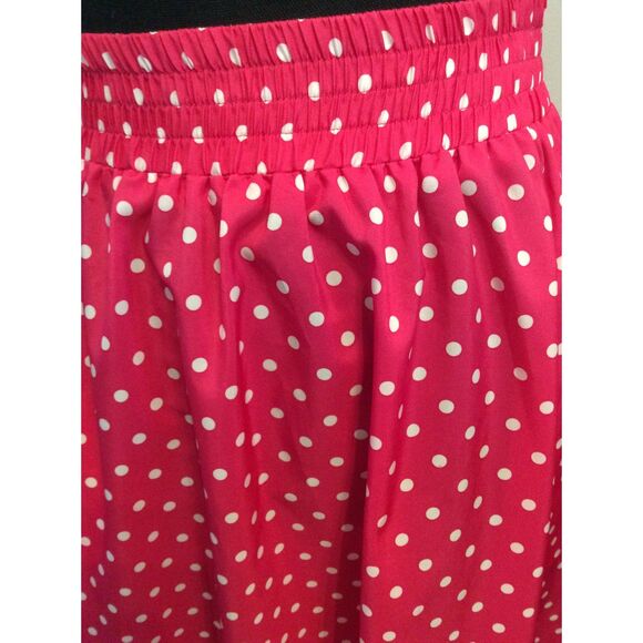 Pink Polka Dot Skirt `Pocket Size Medium M Vintage Elastic Waist - Picture 2 of 4